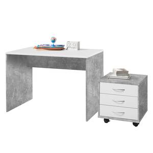 Bureau Longfaye Wit/Concrete look - Breedte: 106 cm