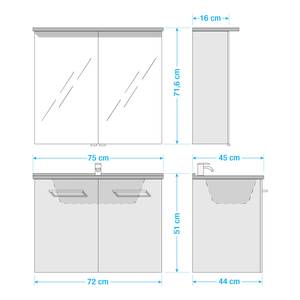 Salle de bain 3059 (2 élém.) Avec Éclairage - Verre - Blanc