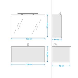 Salle de bain 4010 III (2 élém.) Avec éclairage - Blanc brillant / Blanc mat