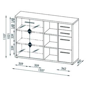 Armoire de bureau Set Plus II Gris / Imitation chêne