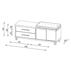 Caisson bureau Set Plus I Gris / Imitation chêne