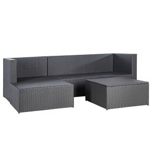 Sitzgruppe Goobo II (3-teilig) Aluminium / Polyrattan  - Anthrazit - Longchair davorstehend links