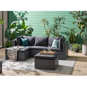 Set di sedute Goobo II Alluminio/Polyrattan - Antracite - Longchair preimpostata a sinistra