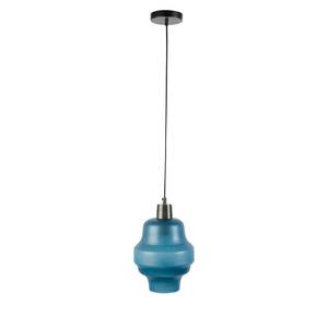 Suspension Rose Verre / Fer - 1 ampoule - Bleu glacier