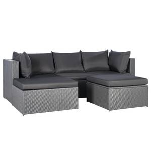 Set di sedute Goobo II Alluminio/Polyrattan - Antracite - Longchair preimpostata a destra