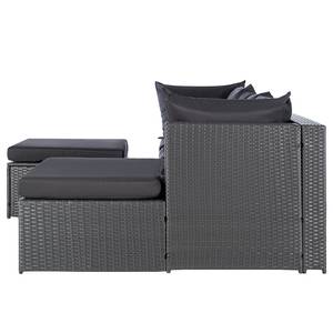 Sitzgruppe Goobo II (3-teilig) Aluminium / Polyrattan  - Anthrazit - Longchair davorstehend rechts