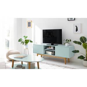 Tv-meubel LINDHOLM Deels massief eikenhout - Mintgroen - 160 x 40 cm