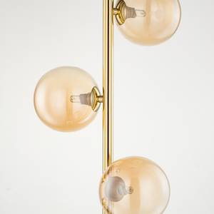 Staande lamp KJUL Glanzend goudkleurig metaal/Amberkleurig glas