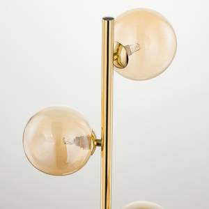 Staande lamp KJUL Glanzend goudkleurig metaal/Amberkleurig glas