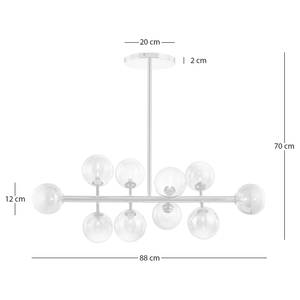 Plafondlamp 10 lichtbronnen Glanzend grijs metaal/Rookglas