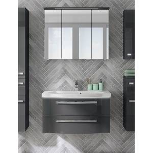 Salle de bain 4005 IV (2 élém.) Avec éclairage - Gris brillant