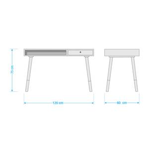 Bureau Mommark Deels massief eikenhout - wit/eikenhout