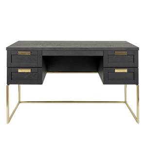 Bureau Pimlico Deels massief eikenhout - zwart eikenhout/messing