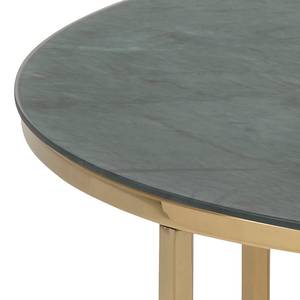 Table basse Katori I Verre / Fer - Imitation marbre vert / Doré