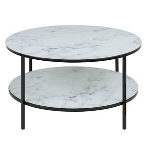 Table basse Katori IV Verre / Fer - Imitation marbre blanc / Noir