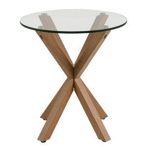 Tavolino da salotto Lagarde Vetro / Acciaio - Effetto quercia - Diametro: 50 cm