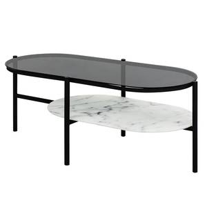 Table basse Roldan Verre / Acier - Verre fumé / Imitation marbre blanc / Noir
