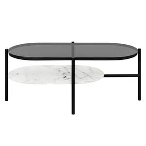 Table basse Roldan Verre / Acier - Verre fumé / Imitation marbre blanc / Noir