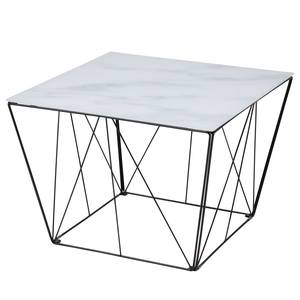 Table basse Solla Verre / Fer - Imitation marbre blanc / Noir