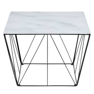 Salontafel Solla Glas/ijzer - witte marmeren look/zwart