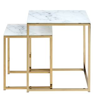 Tables basses Katori (lot de 2) Verre / Fer - Imitation marbre blanc / Doré