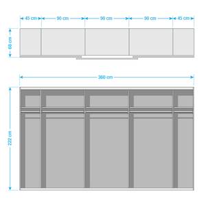 Zweefdeurkast SKØP XVIII Zwart - 360 x 222 cm - 3 deuren