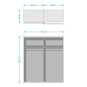 Zweefdeurkast SKØP XVIII Zwart - 181 x 222 cm - 2 deuren