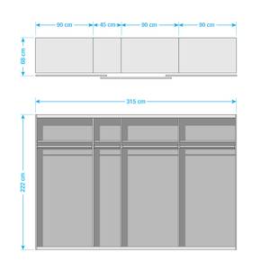 Armoire à portes coulissantes SKØP X Noir - 316 x 222 cm - 3 portes