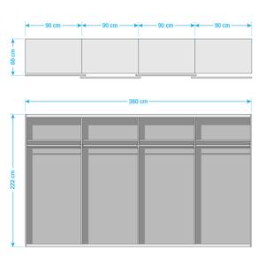 Schwebetürenschrank SKØP X Schwarz - 360 x 222 cm - 4 Türen