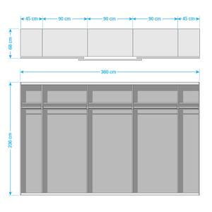 Zweefdeurkast SKØP pure 3-deurs - Grafiet - 360 x 236 cm - 3 deuren