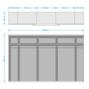 Schwebetürenschrank SKØP pure Graphit - 360 x 236 cm - 4 Türen