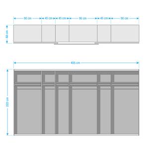 Zweefdeurkast SKØP pure reflect Alpinewit - 405 x 222 cm - 3 deuren