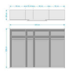 Schwebetürenschrank SKØP reflect+ Graphit - 315 x 236 cm - 3 Türen