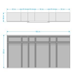 Schwebetürenschrank SKØP reflect+ Graphit - 405 x 222 cm - 3 Türen