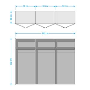 Draaideurkast SKØP pure reflect grafietkleurig/kristalspiegel - Grafiet - 270 x 222 cm