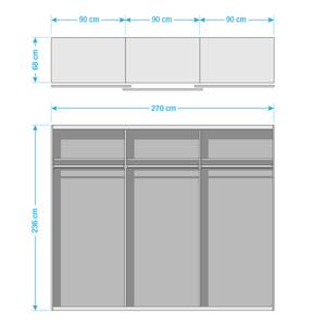 Schwebetürenschrank SKØP reflect+ Graphit - 270 x 236 cm - 3 Türen