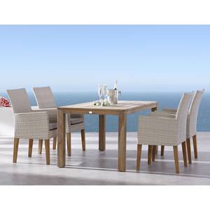 Gartenessgruppe Alicante (5-teilig) Teak massiv / Kunststoff - Braun / Beige