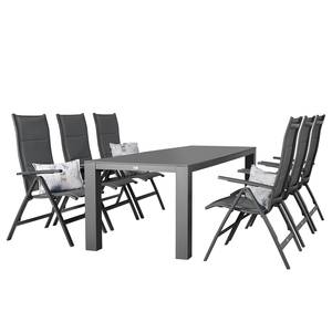 Table et chaises Varese (7 éléments) Verre / Tissu mélangé - Anthracite