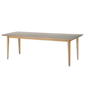 Table de jardin Lagos Eucalyptus massif / Béton - Gris / Marron - Largeur : 230 cm