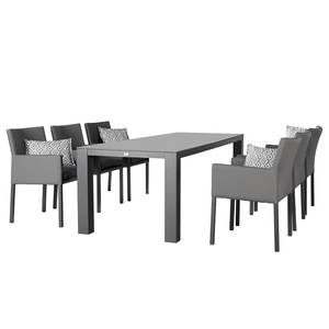 Table et chaises Tobago (7 éléments) Verre / Tissu - Anthracite