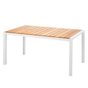 Table de jardin Paros Aluminium / Teck massif - Blanc - Largeur : 210 cm