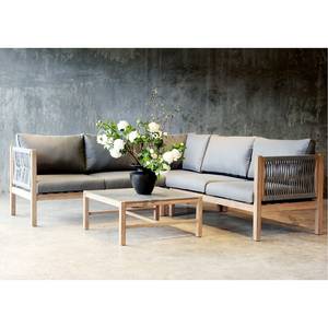 Loungegruppe Madagaskar (4-teilig) Eukalyptus massiv / Webstoff - Grau / Braun