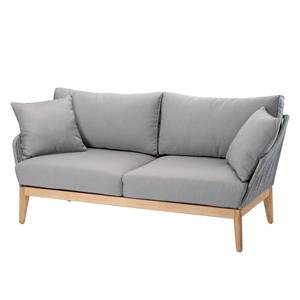 Loungesofa Samos Eukalyptus massiv / Webstoff - Grau / Braun