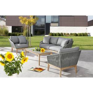 Loungesofa Samos Eukalyptus massiv / Webstoff - Grau / Braun