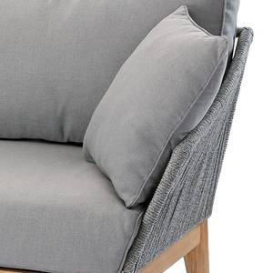 Loungesofa Samos Eukalyptus massiv / Webstoff - Grau / Braun