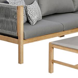 Loungegruppe Madagaskar (5-teilig) Eukalyptus massiv / Webstoff - Grau / Braun