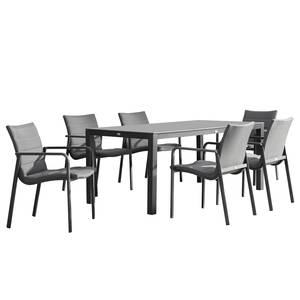 Table et chaises Milos (7 éléments) Aluminium / Tissu mélangé - Anthracite