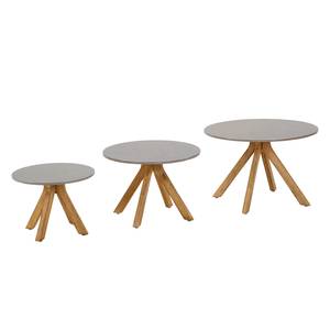 Table d'appoint Lagos Eucalyptus massif / Béton - Gris / Marron - Largeur : 40 cm