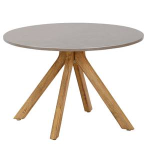 Table d'appoint Lagos Eucalyptus massif / Béton - Gris / Marron - Largeur : 60 cm