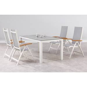 Table et chaises Cavalese II (5 élém.) Céramique / Tissu - Blanc / Gris